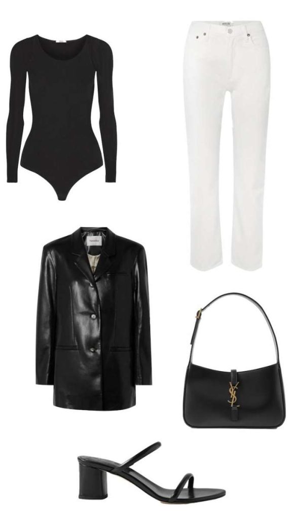 White Jeans and Leather Blazer outfit Emma Rose Style